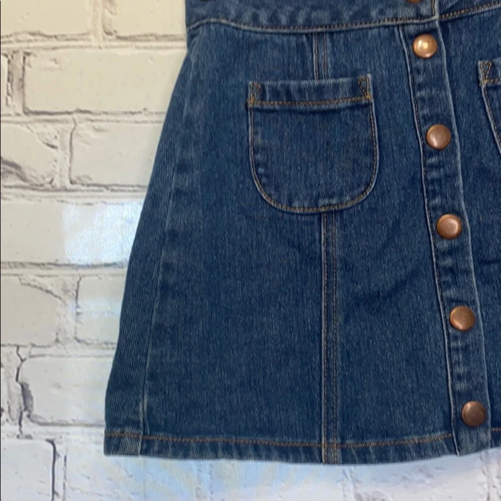 Melville Denim Blue Jean Button Front Mini Skirt Size 23